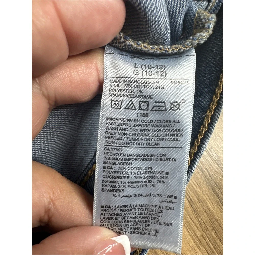 Old Navy Girls Med Wash Denim Button Up Blue Jean Jacket, Size‎ L (10-12)